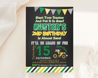 EDITABLE Tractor Birthday Invitation Template Farm Invitation Tractor Invitation Printable Invitation Instant Download Printable Invite TR1