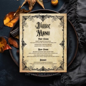 Vintage Halloween Menu Template Editable Antique Bats Halloween Dinner Party Menu Card Printable Gothic Bats Menu Halloween Table Decor H4