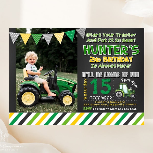 EDITABLE Tractor Birthday Invitation Template Farm Invitation Tractor Invitation Printable Invitation Instant Download Printable Invite TR1