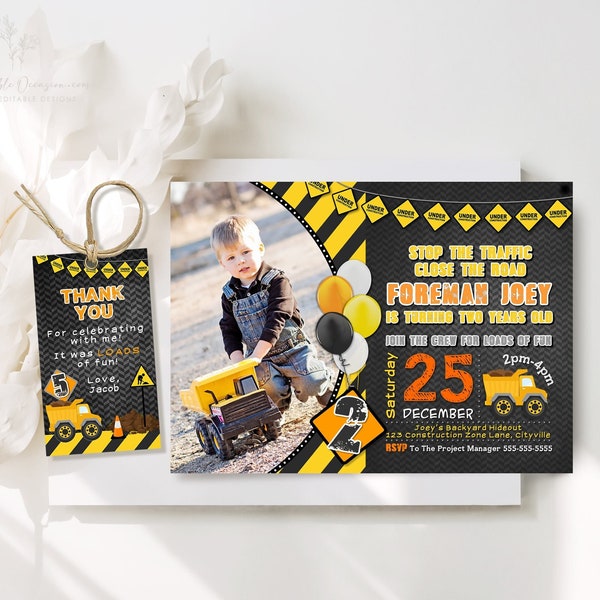 EDITABLE Construction Invitation Construction Birthday Invitation Construction Birthday Invite Construction Template Party Invitation C1