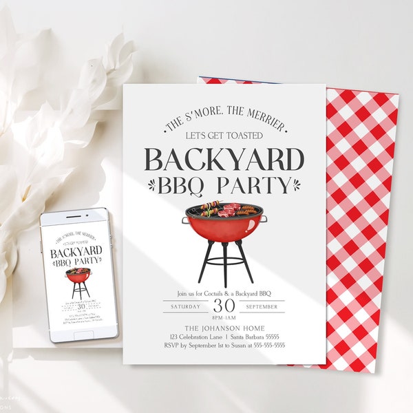 Editable Birthday BBQ Invitation, BBQ Birthday Party Invite, BBQ Invitation Instant Download, Barbecue Birthday Party, Barbecue Template