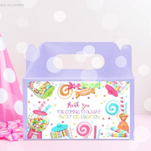 Editable Sweet Shoppe Gable Box Label Template Birthday Party Gable Box Label Sticker Printable Candy Party Gable Box Sticker Corjl SW1