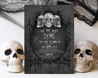 Adult Halloween Party Invitation Template Adult Halloween Skeleton Skull Invitation Costume Party Invitation Printable Invite Download H6