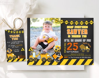 Construction Birthday Favor tags EDITABLE, Dump Truck Party Thank you tags, Gift tags Template printable Instant Digital download C1