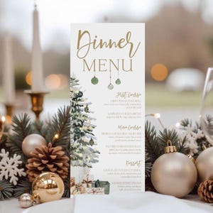 Editable Christmas Dinner Menu Template Printable Christmas Tree Menu Holiday Dinner Menu Christmas Party Décor Christmas Eve Menu Corjl T2D