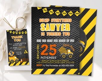 EDITABLE Construction Chalkboard Invitation, Construction Invitation, Construction Birthday Invite Construction Birthday Party Invitation C1