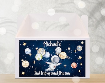 Editable Space Gable Box Label Outer Space Birthday Gift Box Labels First Second Trip Around the Sun Party Favor Download Printable SP1
