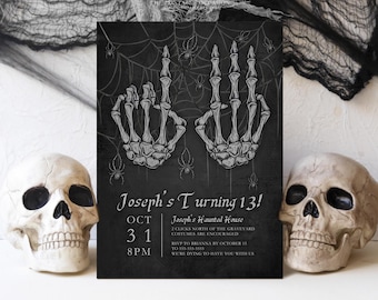 13th Birthday Halloween Invitation Template Vintage Halloween Birthday Party Evite Printable Gothic 13th Birthday Halloween Invite Corjl H3