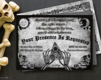 EDITABLE Ouija Board Party Invitation Template, Vintage Halloween Invitation, Printable Adult Halloween Spirit Party, Ouija Board Halloween