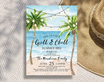 Beach Party Invitation Beach Invite Printable Boho Beach Invitation Printable Beach Invitation Beach Birthday Instant Digital Invitation BE1