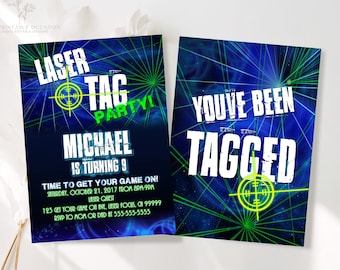 EDITABLE Laser Tag Invitation Neon Laser Tag Birthday Invitation Glow Laser Tag Birthday Party Neon Glow Laser Party Instant Download LT1