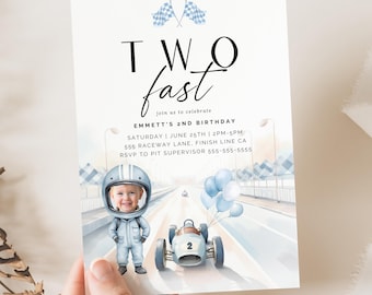 Two Fast Birthday Invitation Template Race Car 2nd Birthday Invite Race Car Birthday Party Editable Printable Digital Template Canva RC1