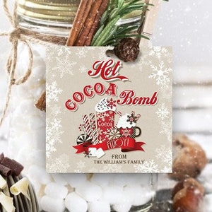 EDITABLE Hot Chocolate Bomb Tag Christmas Hot Chocolate Bomb Tag Hot Cocoa Tag Printable Winter Hot Chocolate Bomb Tag Instant Download image 3