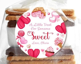 EDITABLE Valentine Sweet Treat Favor Tag Hearts Treat Bag Tag Baby Shower Birthday Thank You Tag Printable Template Instant Download VD1