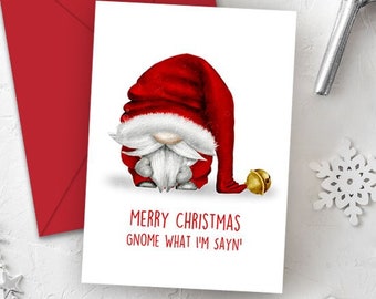 Gnome Christmas Greeting Cards Santa Gnome Holiday Cards Gnome Merry Christmas Cards Printable Santa Gnome Greeting Cards, INSTANT DOWNLOAD