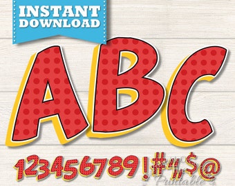 SALE Comic Book Font, Comic Book Clip Art, Comic Book Alphabet and Numbers Digital Font Comic Book Digital Font Comic Book Clipart Printable