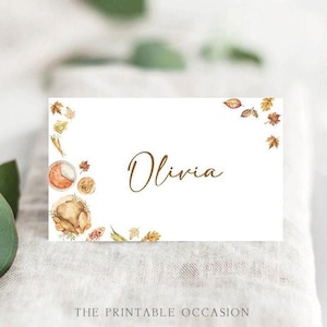 Minimalist Thanksgiving Place Cards Template Editable Thanksgiving Name Cards Thanksgiving Name Tent Friendsgiving Place Card Name Tag TG T5
