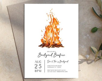 Bonfire Party Invitation Template, Bonfire Birthday Party Invitation, BBQ Bonfire Party Invitation, Outdoor Party Invitation Retirement