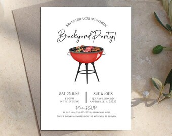 Backyard BBQ Party Invitation Template BBQ Birthday BBQ Baby Shower BBq Retirement Party BBq Couples Shower, Barbeque Party Instant Download