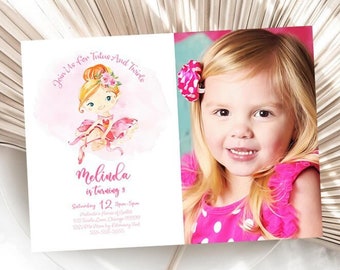 EDITABLE Ballerina Invitation Template, Blonde Hair Ballerina Birthday Photo Invitation Tutu Tutu Invitation, Ballet Birthday Birthday BL1