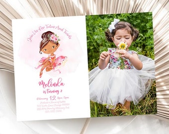 EDITABLE Ballerina Invitation Template, Brown Skin Ballerina Birthday Photo Invitation Tutu Tutu Invitation, Ballet Birthday Birthday BL1