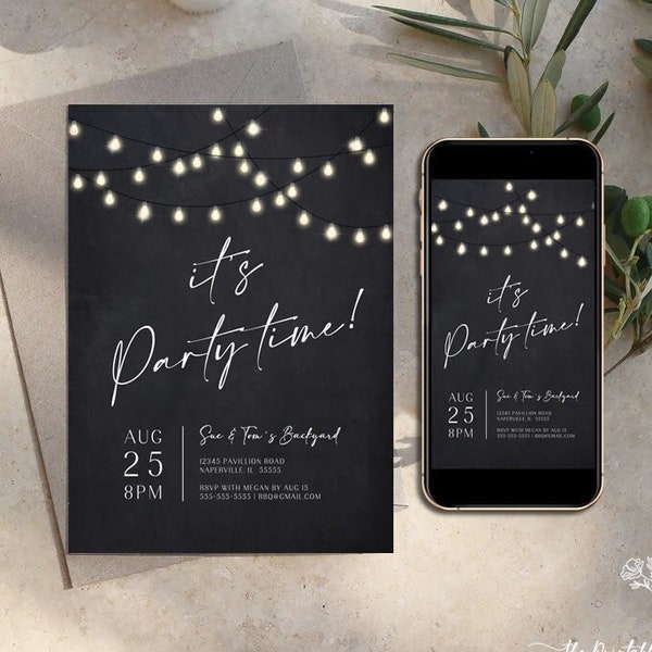 It's Party Time Invitation Template, Editable It's Party Time Evite Electronic Invitation, Its Party Time Digital Invite Baby Shower Couples