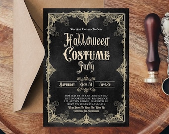 Editable Vintage Halloween Costume Party Invitations Printable Halloween Costume Party Invite Halloween Costume Party Invite Digital H4