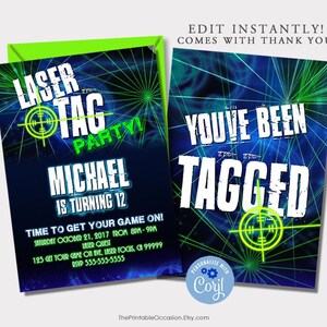 Digital Download Birthday Invitation Laser Birthday Etsy