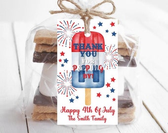 EDITABLE 4th of July Favor Tag Template, Printable Fourth of July Birthday Gift Tags, Fourth Of July Tag, Food Tag Instant Download Corjl P1