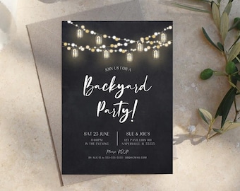 Backyard Party Invitation Template, BBQ Party Invitation, Baby Shower Invitation, Birthday Party, Retirement Party, Couples Party, Corjl