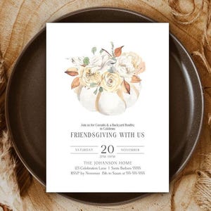 Editable Friendsgiving Minimalist Invitation Template Printable Autumn Friendsgiving Dinner Invitation Thanksgiving Holiday Invite Printable Friendsgiving