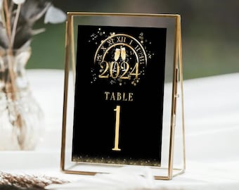 EDITABLE New Years Party Table Numbers, New Years Wedding Table Numbers, Printable Table Numbers Template, New Years Dinner Party Sign NY1