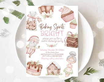 Baking Spirits Bright Invitation Template Printable Cookie Decorating Party Invite Cookie Decorating Party Invitation Christmas Party CW GN1