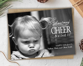 EDITABLE Funny Christmas Card Templates, Funny Christmas Photo Cards, Nailed It, Christmas Cheer Instant Download Corjl Funny Holiday Photo