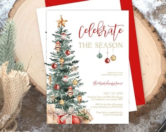 Celebrate The Season Christmas Party Invitation Template, Christmas Party Invite, Editable Christmas Party Printable, Christmas Download T2C