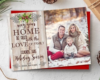 Rustic Christmas Photo Card, Country Rustic Christmas Card, Country Christmas Card, Rustic Wood Printable Christmas Card
