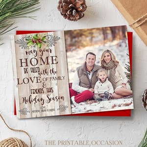 Rustic Christmas Photo Card, Country Rustic Christmas Card, Country Christmas Card, Rustic Wood Printable Christmas Card image 1