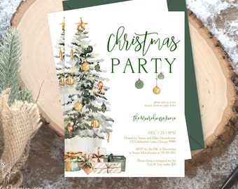 Christmas Holiday Party Invitation Christmas Tree Invitation Template Christmas Dinner Invite Download Printable Christmas Invite T2D