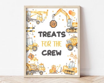 Construction Party Sign, Treats for the Crew Birthday Party Sign, Printable Construction Party Food Sign, Baby Shower Construction Sign C2