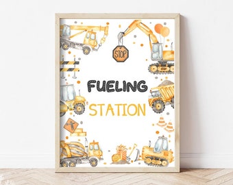 Construction Party Sign, Fueling Station Birthday Party Sign Printable Construction Party Drinks Sign Baby Shower Construction Gifts Sign C2