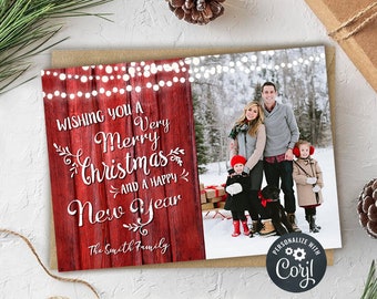 EDITABLE Rustic Christmas Photo Card, Editable Country Rustic Photo Christmas Card, Country Christmas Card, Rustic Printable Christmas Card