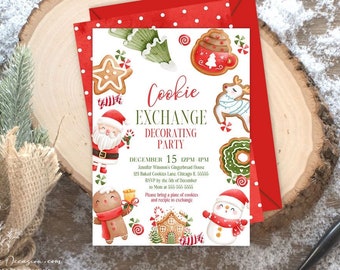 Christmas Cookie Exchange Invitation Template, Cookie Exchange Invitation Template, Printable Gingerbread, Holiday Party Invitation GN1