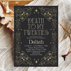 Editable Death To My Twenties 30th Birthday Party Invitation RIP To My 20s Party Gothic Halloween 30th Birthday Party Instant Download H2