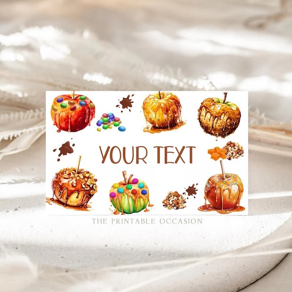 Editable Caramel Apple Food Tent Candy Apple Food Label Caramel Apple Buffett Food Card Candy Apple Place Card Birthday Party Baby Showr CA1