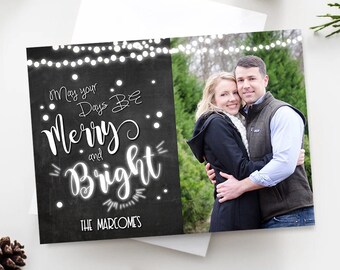 EDITABLE Christmas Cards, Christmas Photo Card, Chalkboard Photo Christmas Card, Printable Christmas Card