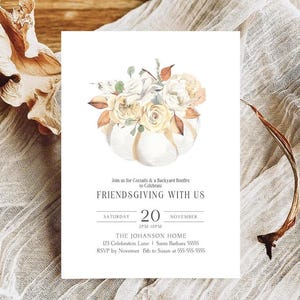 Editable Friendsgiving Minimalist Invitation Template Printable Autumn Friendsgiving Dinner Invitation Thanksgiving Holiday Invite Printable Friendsgiving