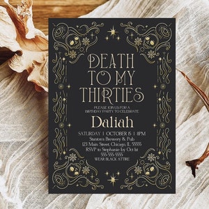 Editable Death To My Thirties 40th Birthday Party Invitation RIP To My 30s Party Gothic Halloween 40th Birthday Invite Instant Download H2
