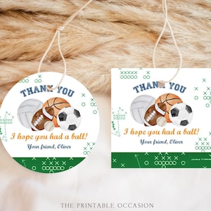 Printable All Sports Favor Tags Template, Sports Party Gift Tags Editable Sports Tags All Sports Tags Sports Birthday Sports Baby Shower AS2