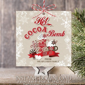 EDITABLE Hot Chocolate Bomb Tag Christmas Hot Chocolate Bomb Tag Hot Cocoa Tag Printable Winter Hot Chocolate Bomb Tag Instant Download image 2
