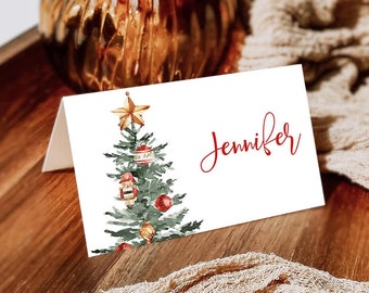 Christmas Dinner Place Card Template, Editable Christmas Place Card, Holiday Brunch Place Card, Christmas Dinner Party Labels Buffet T2C